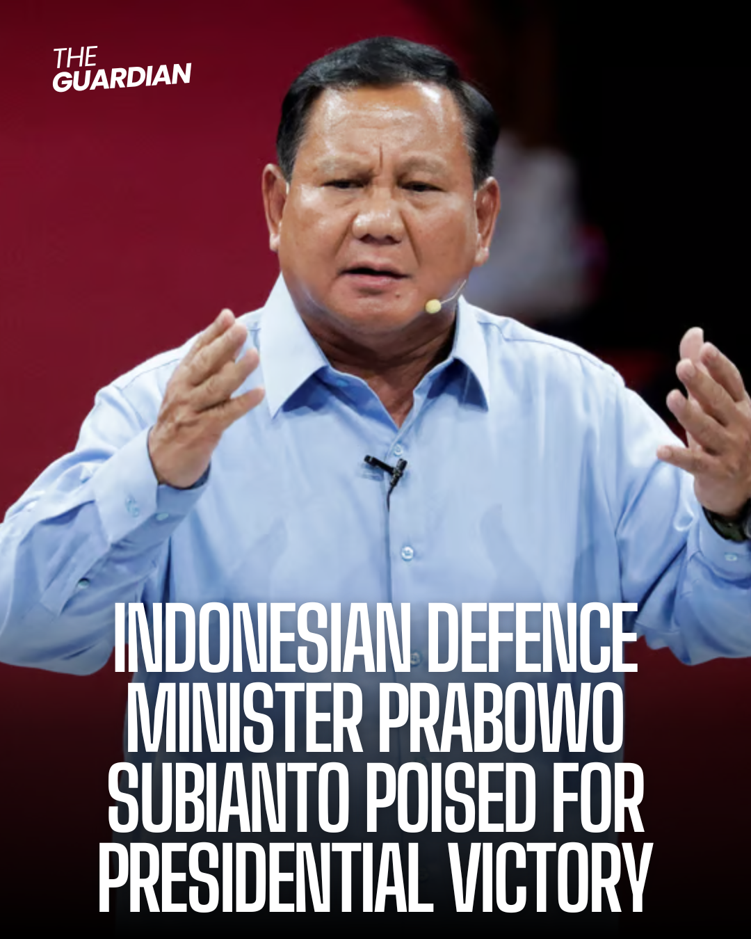 According to a survey, Minister Prabowo Subianto is on track to win the country's presidential election with more than 50% of the vote.