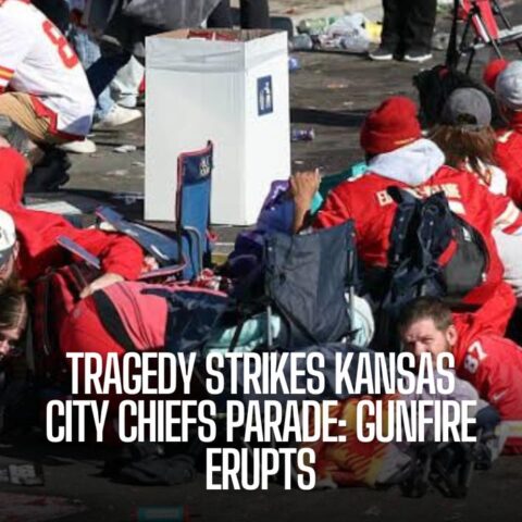 On Wednesday afternoon, Kansas City's downtown roads had become a sea of red - hundreds of thousands of Kansas City Chiefs lovers gathered to mark their team's second straight Super Bowl win.