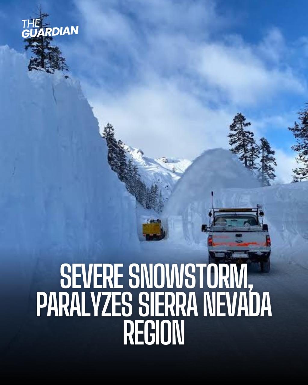 A massive blizzard is battering areas of California and Nevada in the western United States.