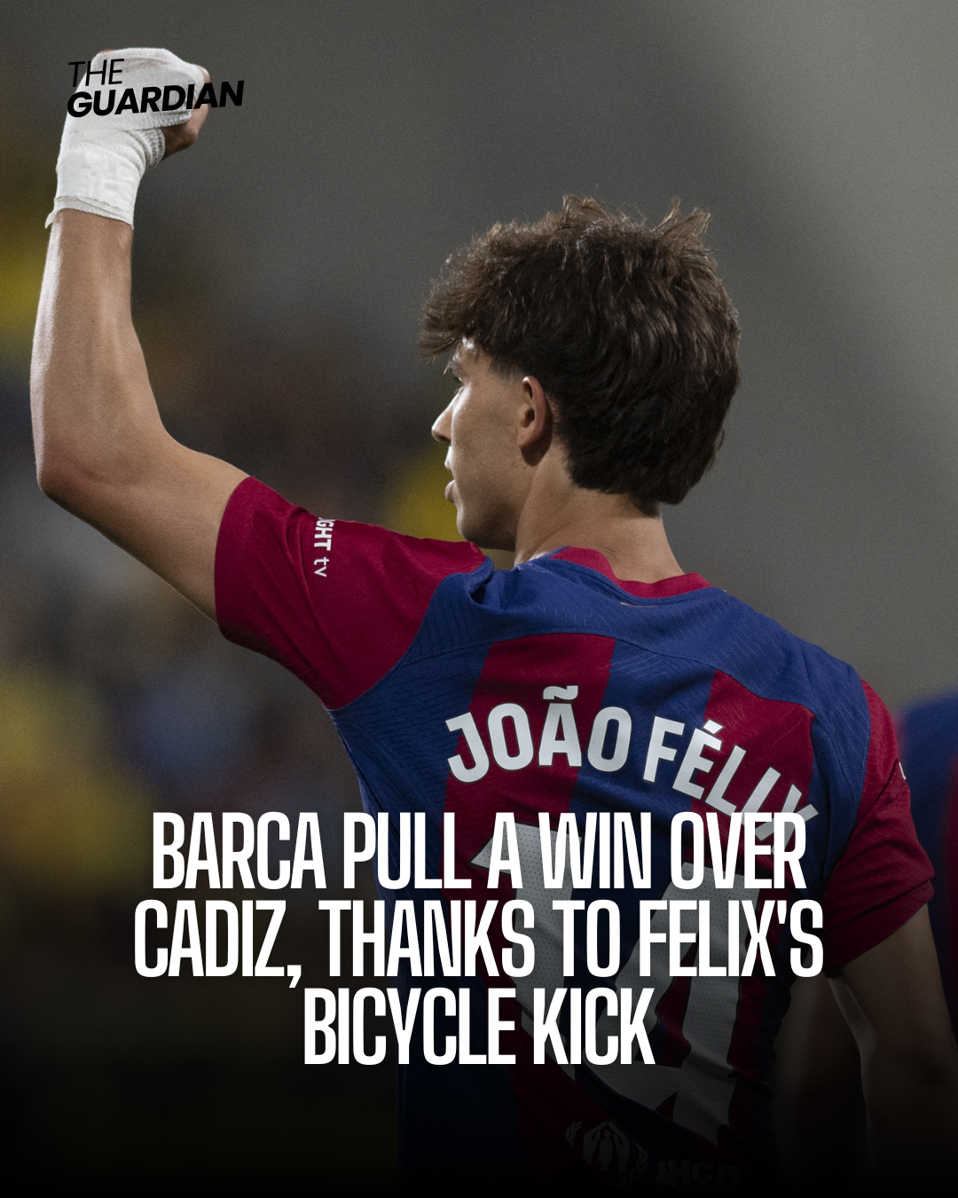 Joao Felix banged a superb bicycle kick as a much-changed Barcelona team fought to win over Cadiz, which is relegation-threatened in La Liga.