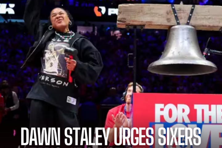 Dawn Staley is pushing Sixers fans to maintain a strong home presence in Game 6 against the Knicks.